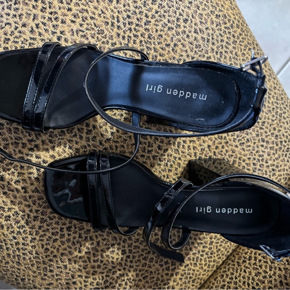 Madden Girl Glossy Black Strappy Heels - Picture 1 of 9